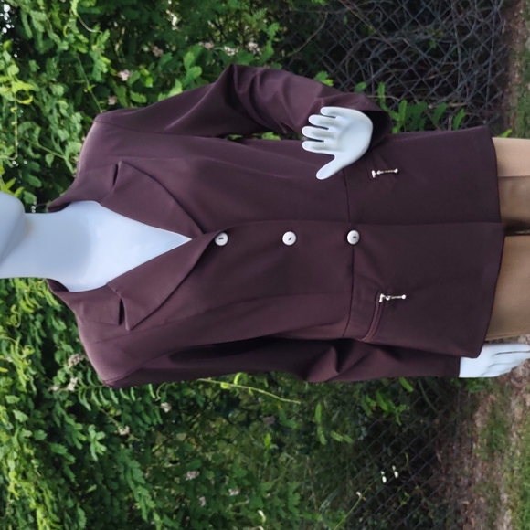 HELENE BLAKE LADIES VINTAGE CHOCOLATE GOLD ACCENTED (3) BUTTON JACKET (UNLINED) - Picture 8 of 16